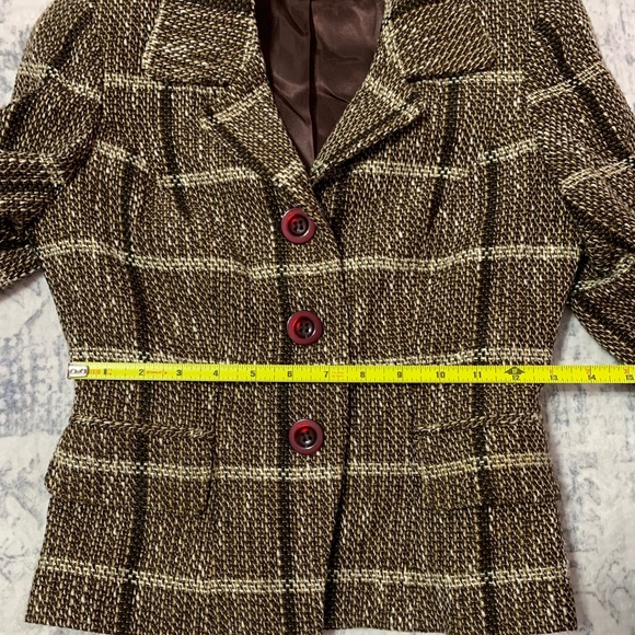 Vintage bebe Brown Tweed Blazer Skirt Suit Set - Picture 7 of 16